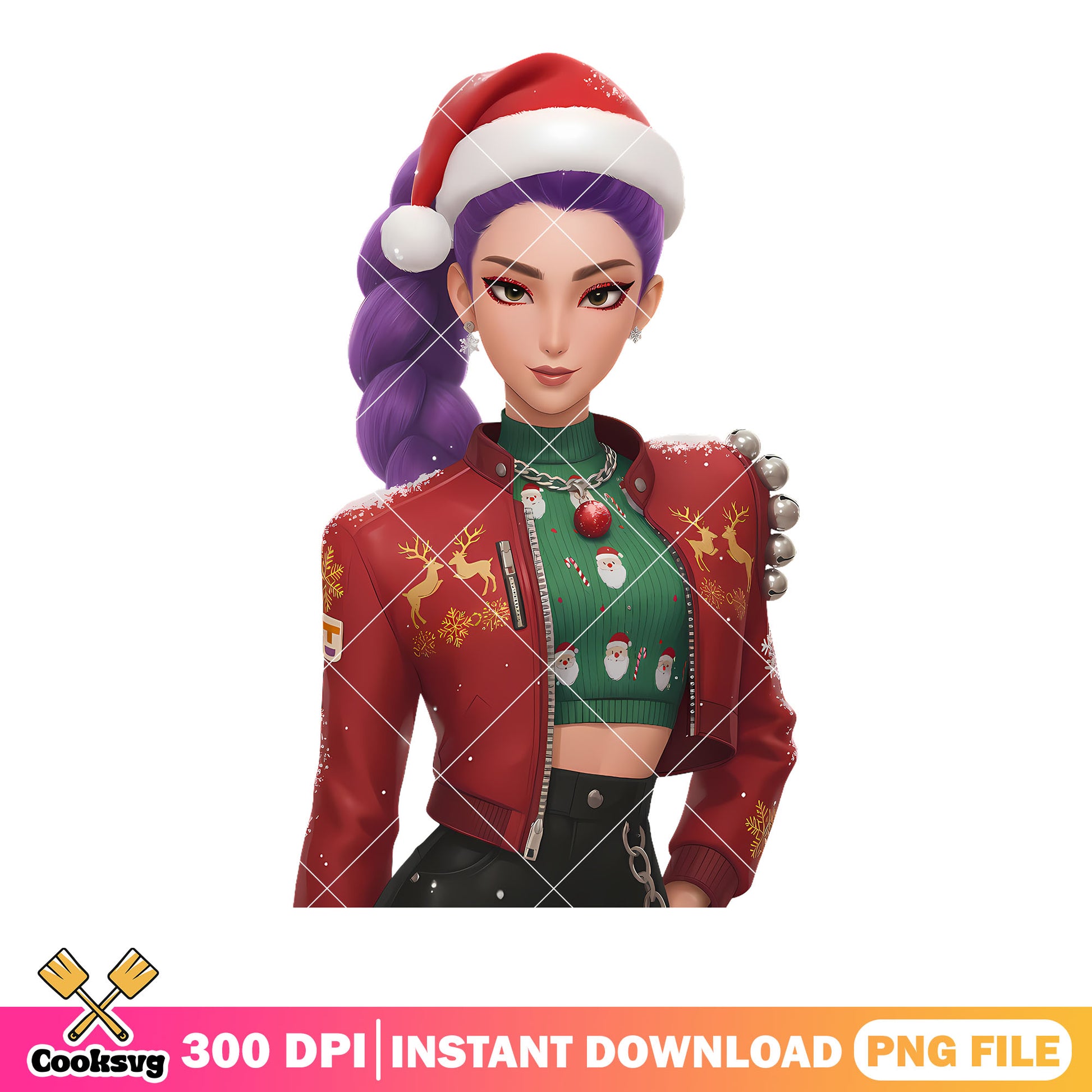 Christmas huntrix rumi png, kpop demon hunters png, happy christmas png