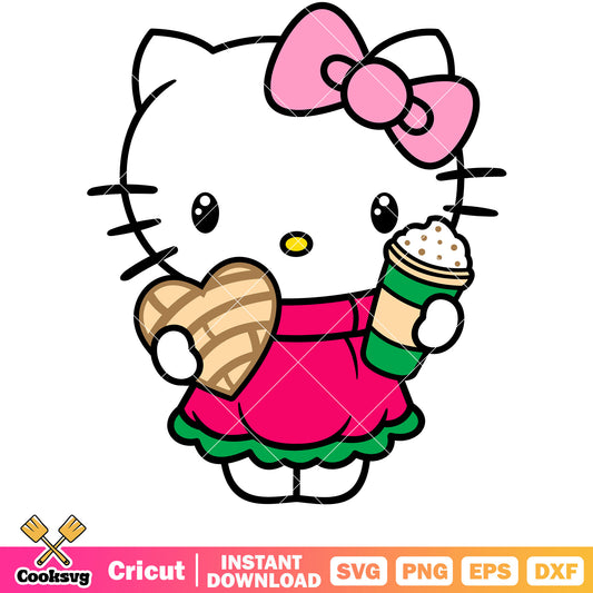 Christmas kitty concha design svg, hello kitty christmas svg