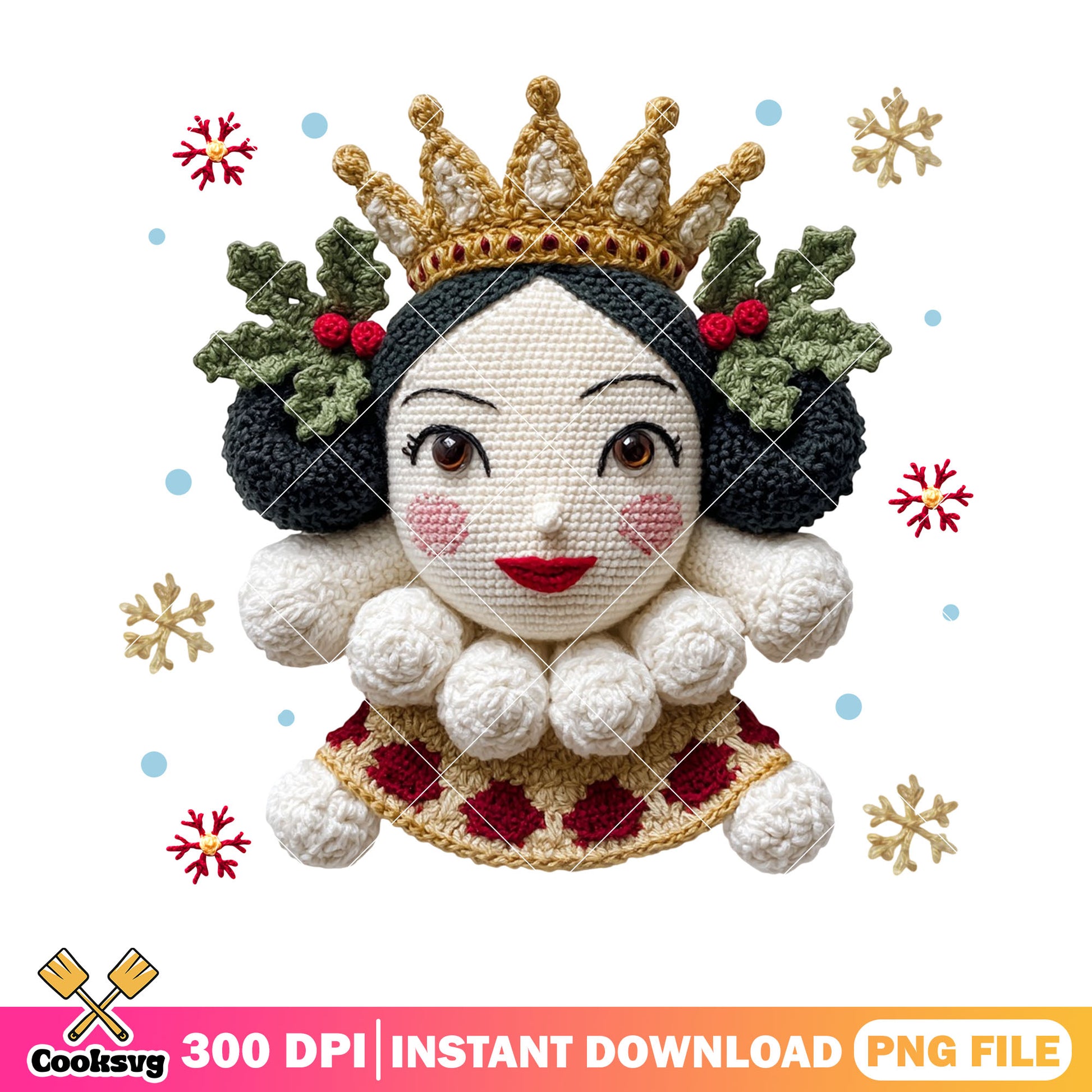 Christmas knitted doll png, merry christmas png, noel png