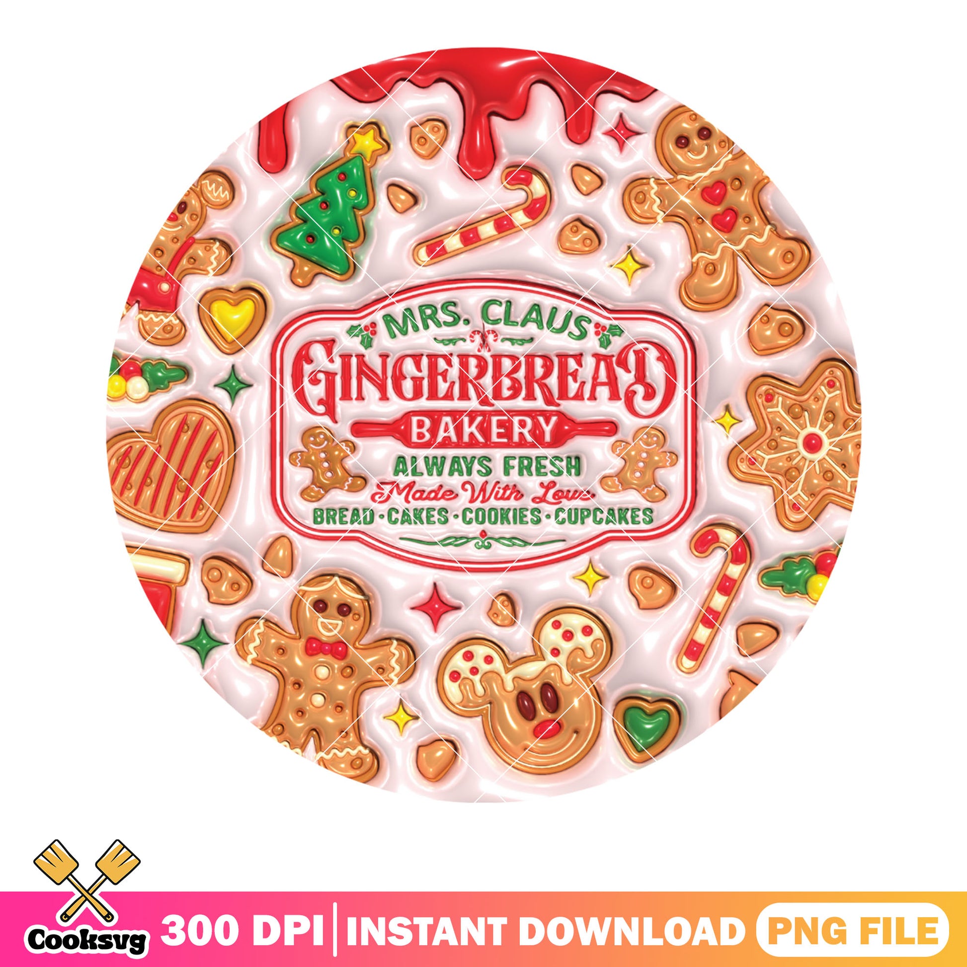 Christmas made with love png, mickey mouse png, christmas decor png