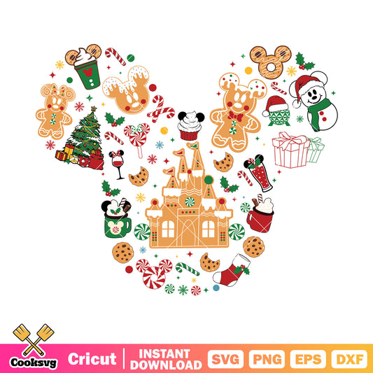 Christmas mouse head mickey snacks svg