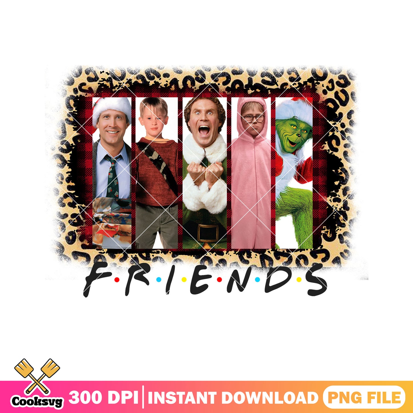Christmas movie friends png, decor leopard png, clark griswold png