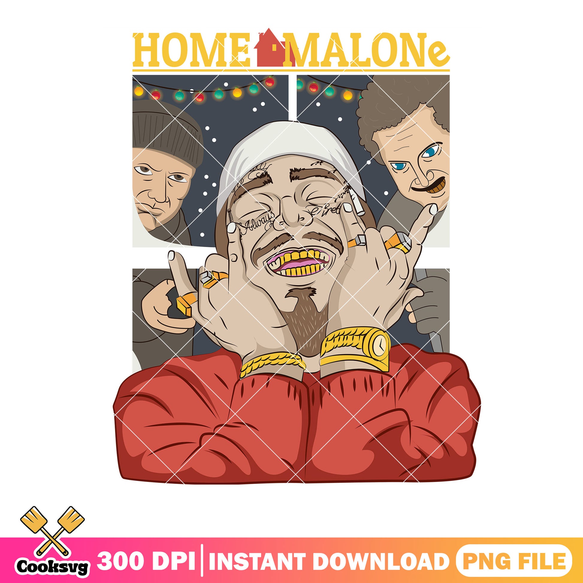 Christmas night rapper png, post malone png, home alone png