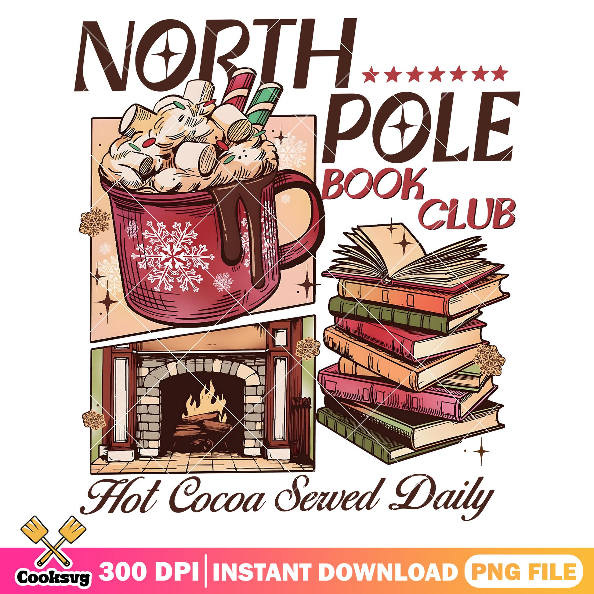 Christmas north pole book club png, book club png, christmas book png