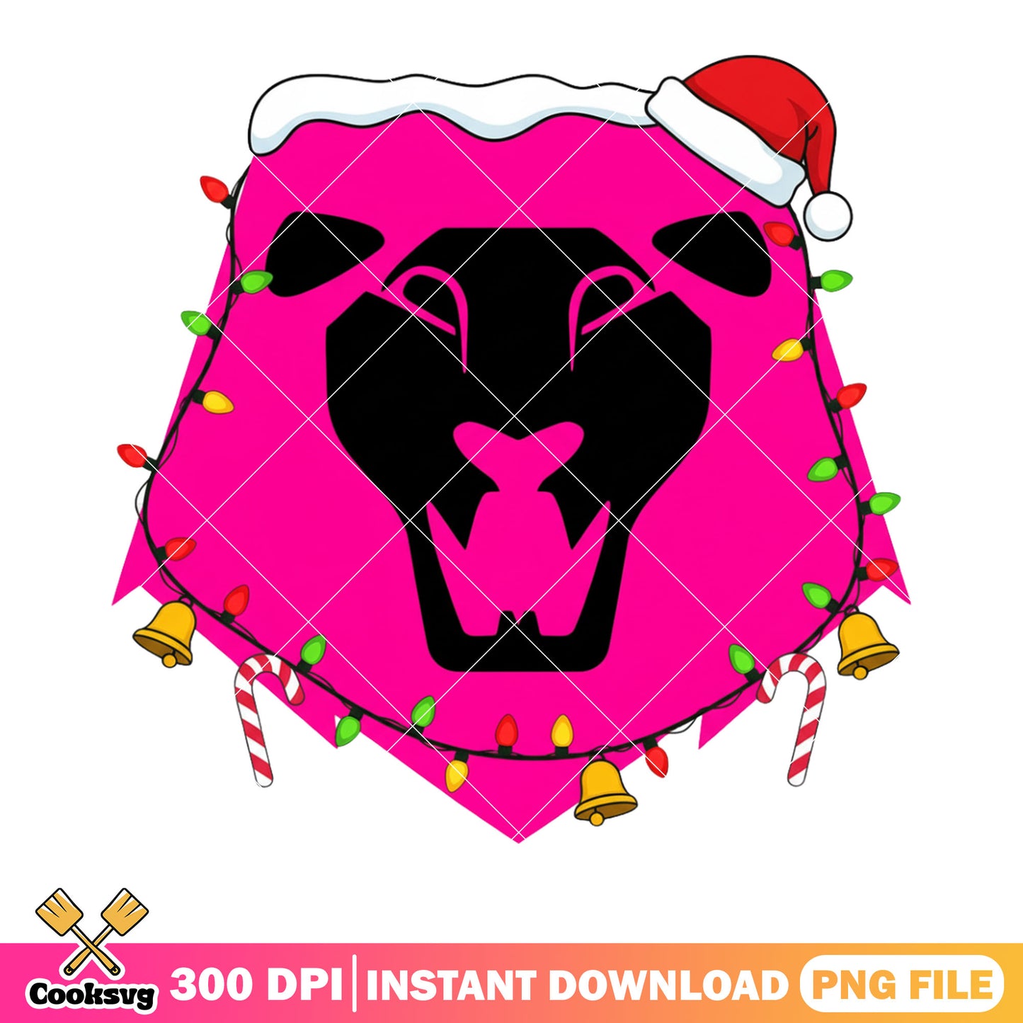 Christmas pink lion png, kpop demon hunters png, christmas santa​ png