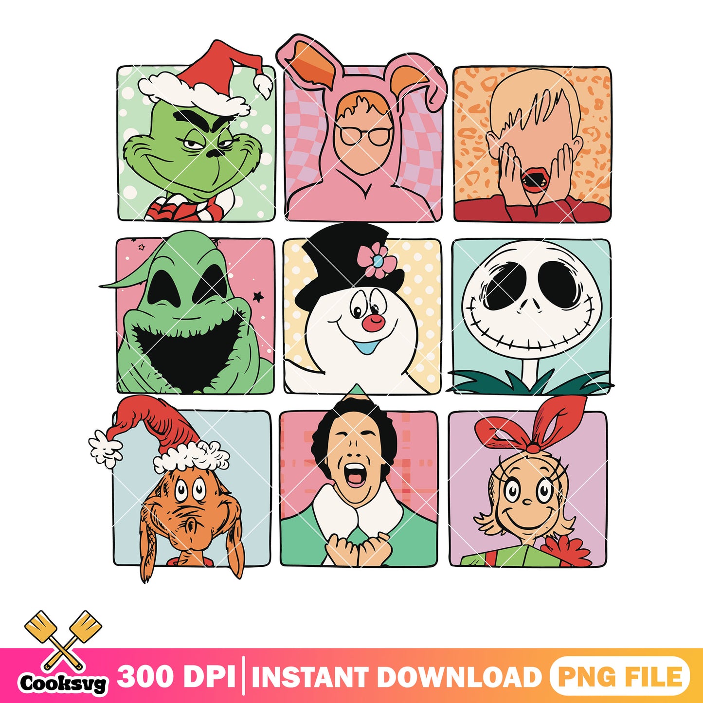 Christmas poster designs png, jack skelington png, oogie boogie png