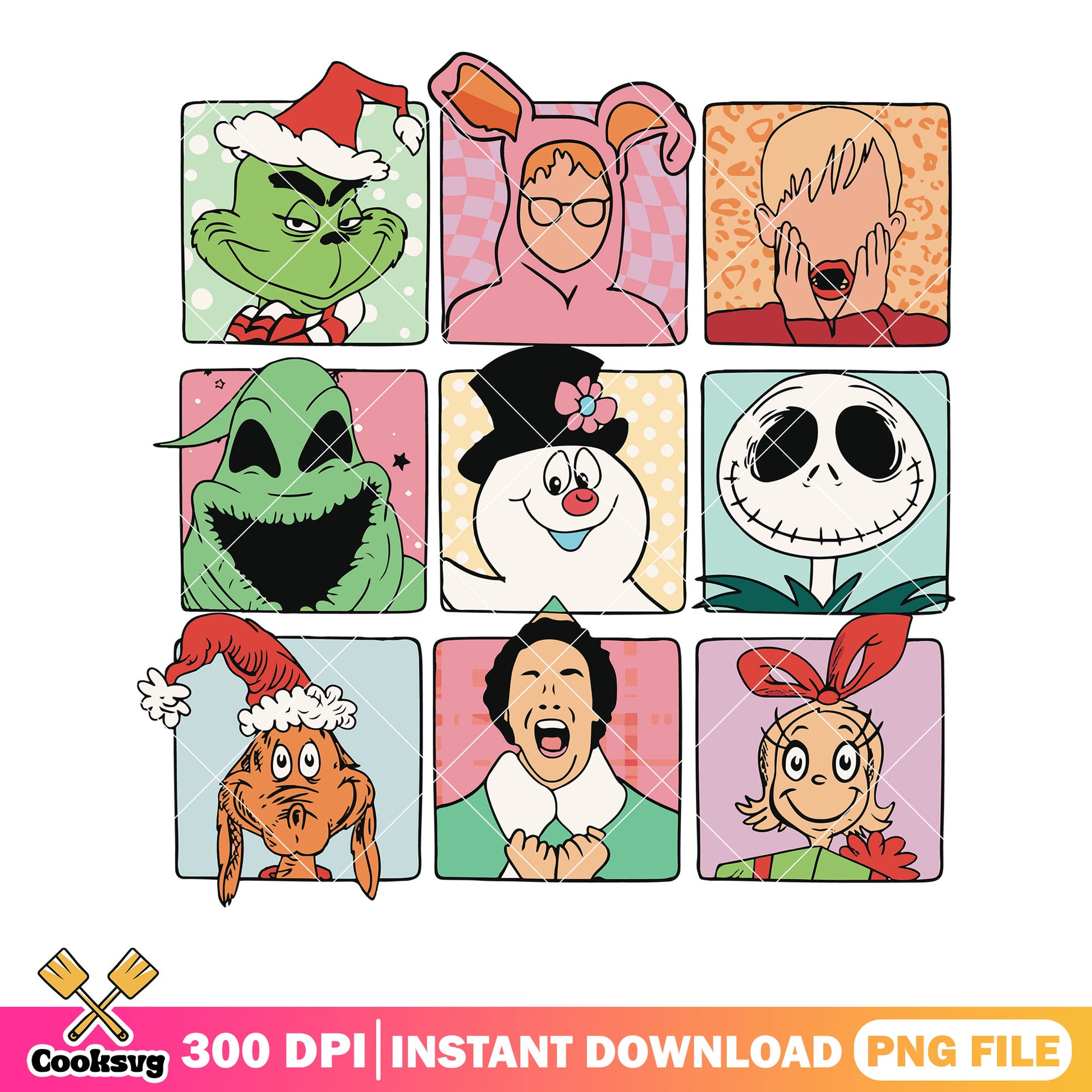 Christmas poster designs png, jack skelington png, oogie boogie png