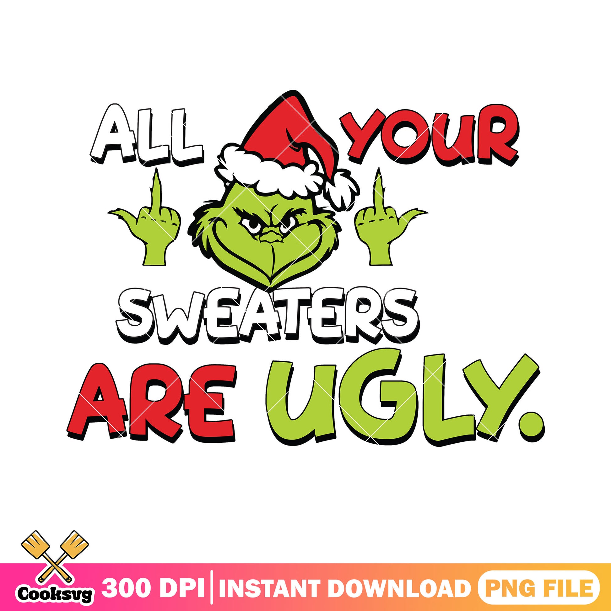 Christmas poster sweater png, christmas sweater png, the grinch png