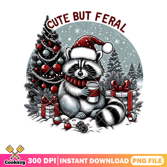 Christmas raccoon cute but feral png