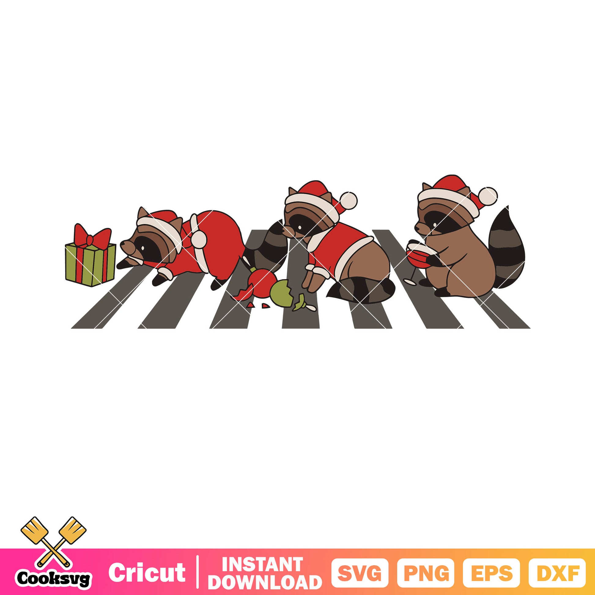 Christmas raccoon main street svg, christmas on main street​ svg