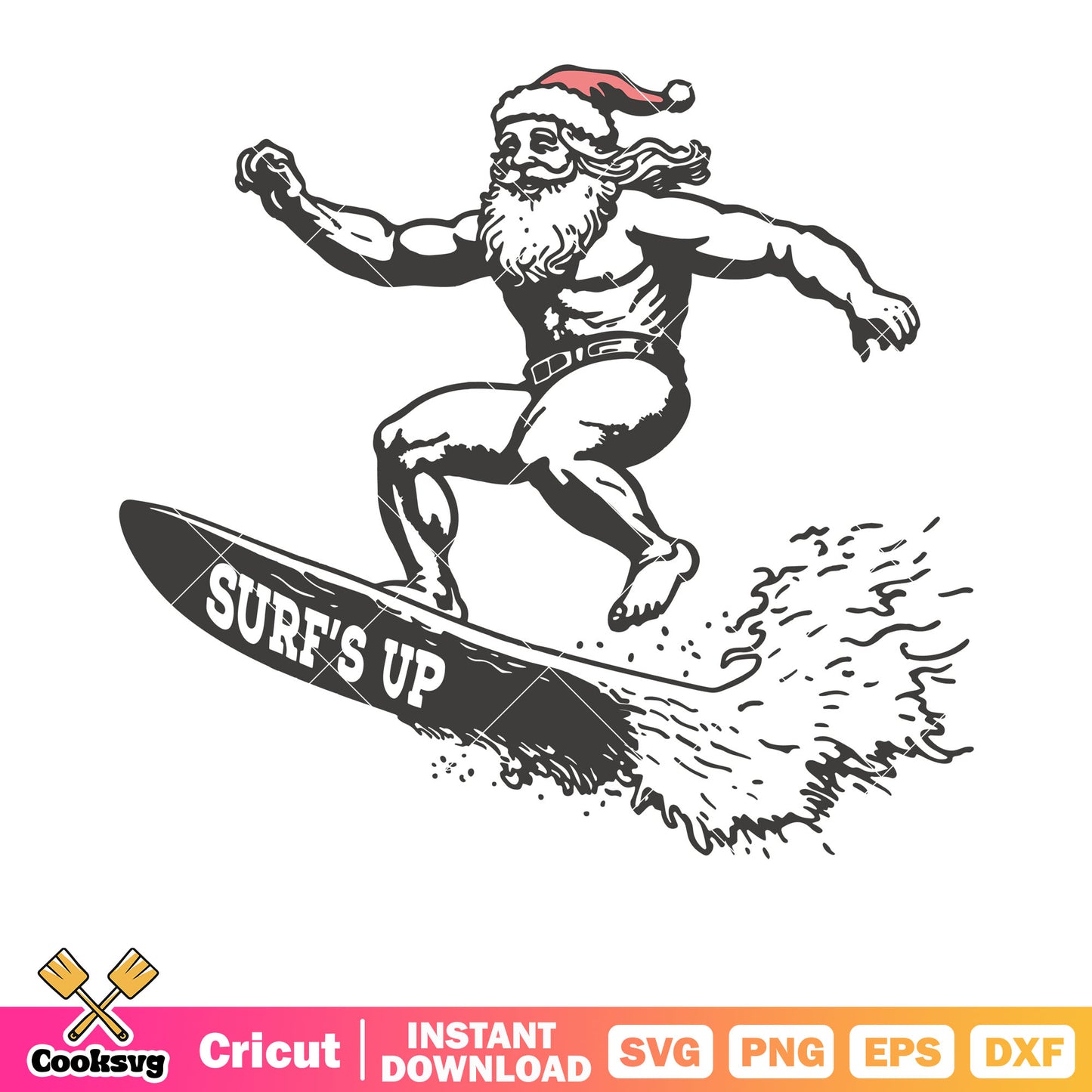 Christmas santa claus surfing svg, santa clause​ svg, christmas santa svg