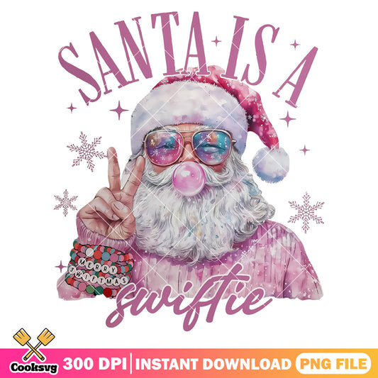 Christmas santa is a swiftie png, christmas santa png, pink christmas png