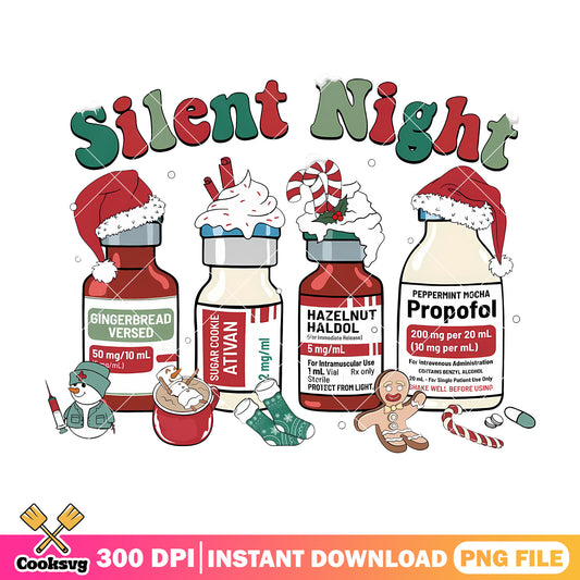 Christmas silent night nurse png, merry christmas png, christmas nurse png