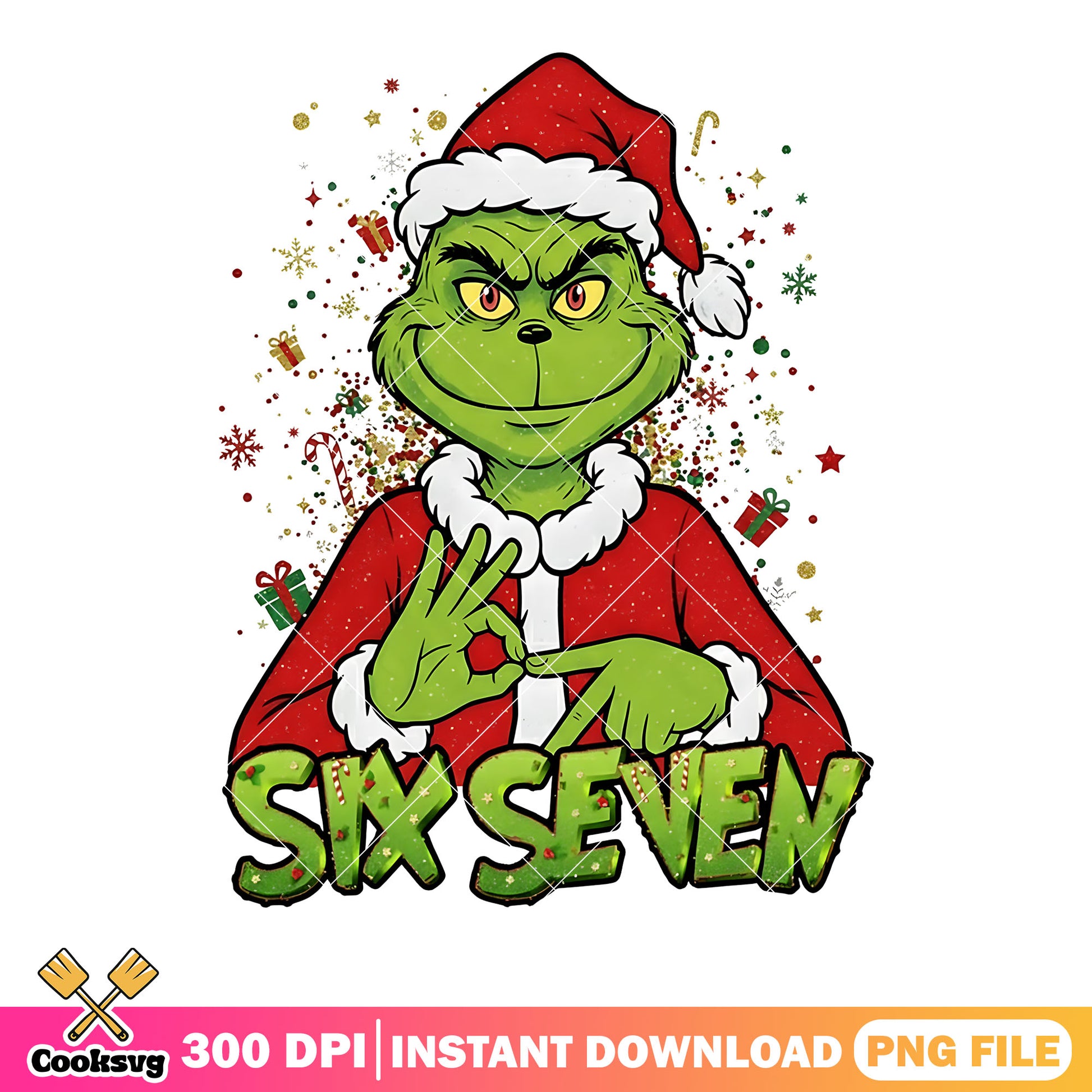 Christmas six seven sybau png, the grinch png, happy christmas png