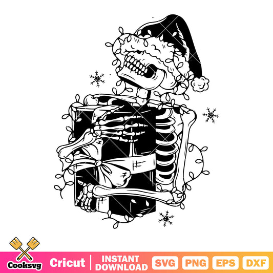Christmas skeleton svg, snoflake svg, santa claus hat svg
