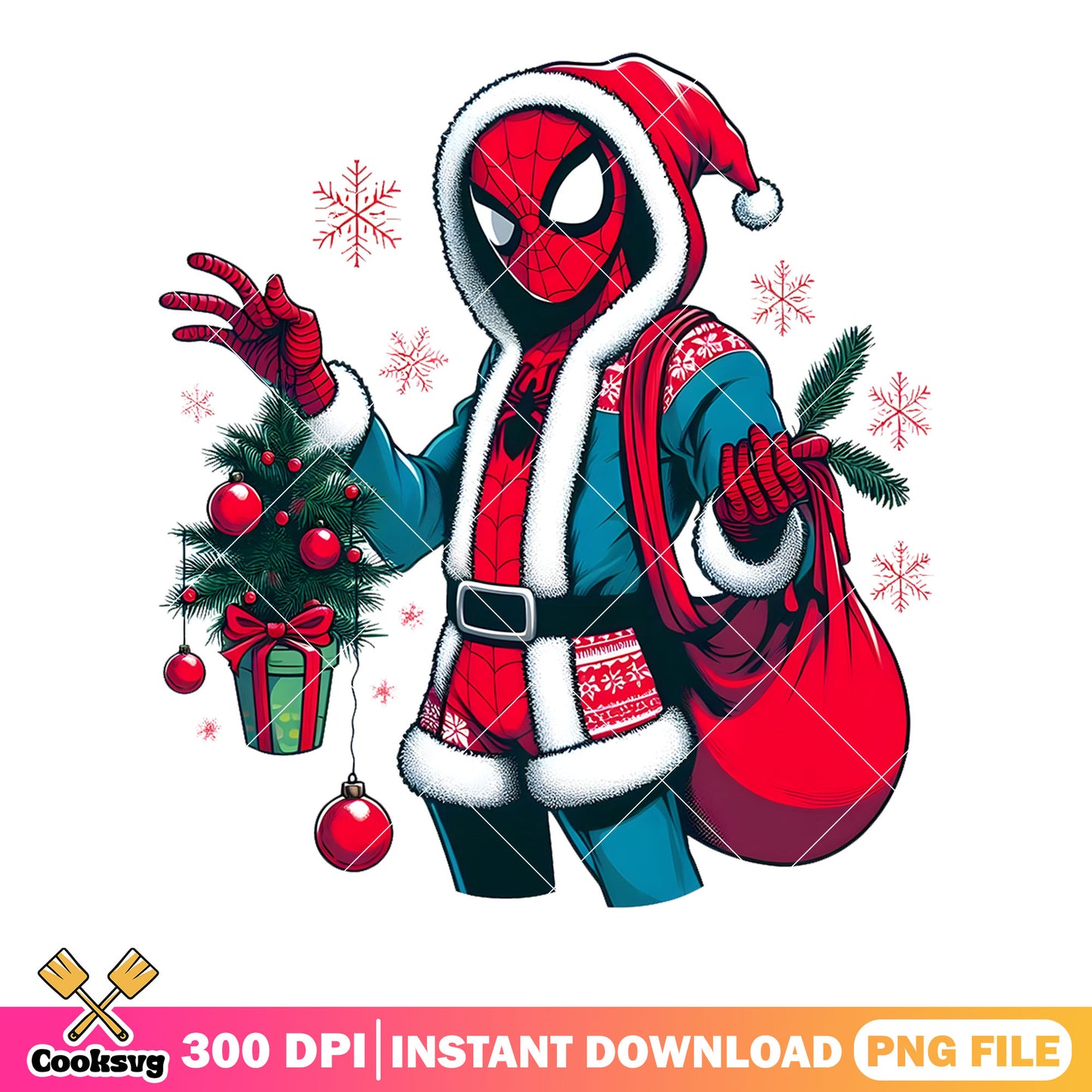 Christmas spidy santa png, christmas gifts png, spider man png