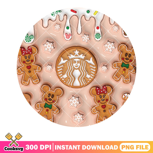 Christmas starbuck png, christmas cookies png, mickey and friends png