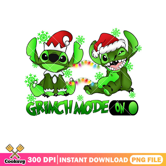 Christmas stitch grinch mode on png