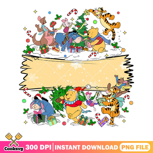 Christmas vibes pooh bear png, christmas poster png, winnie the pooh png