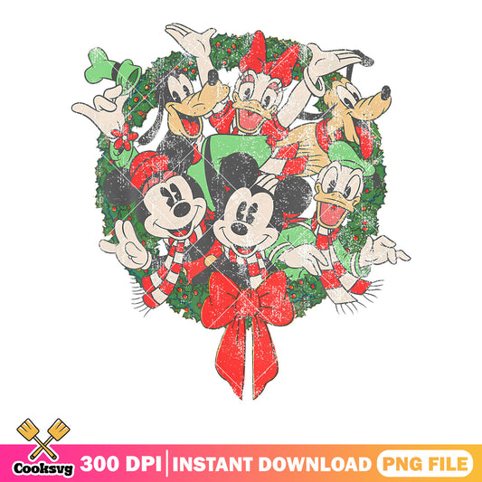 Christmas wreath disney moves png, donald duck png, mickey mouse png