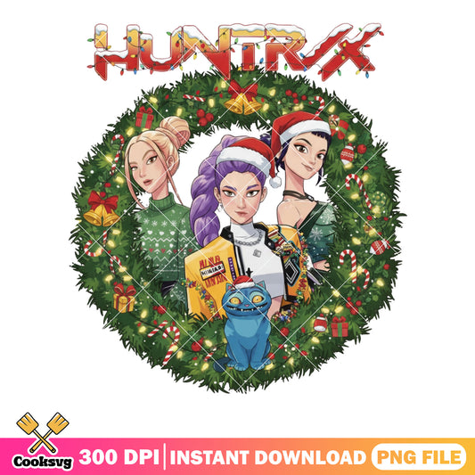 Christmas wreath huntrix team​​ png, kpop demon hunters png, derpy png