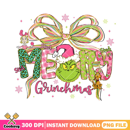 Chrtmas of a green monster png, ribbon bow tie png, snowflake png