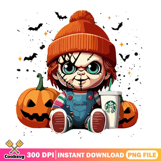 Chucky Halloween PNG, Horror Doll Pumpkin PNG, Halloween PNG