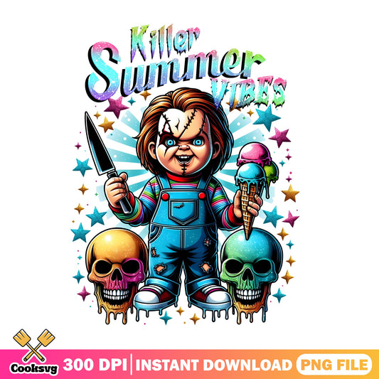 Chucky Killer Summer Vibes PNG, Horror Doll PNG, Summer PNG