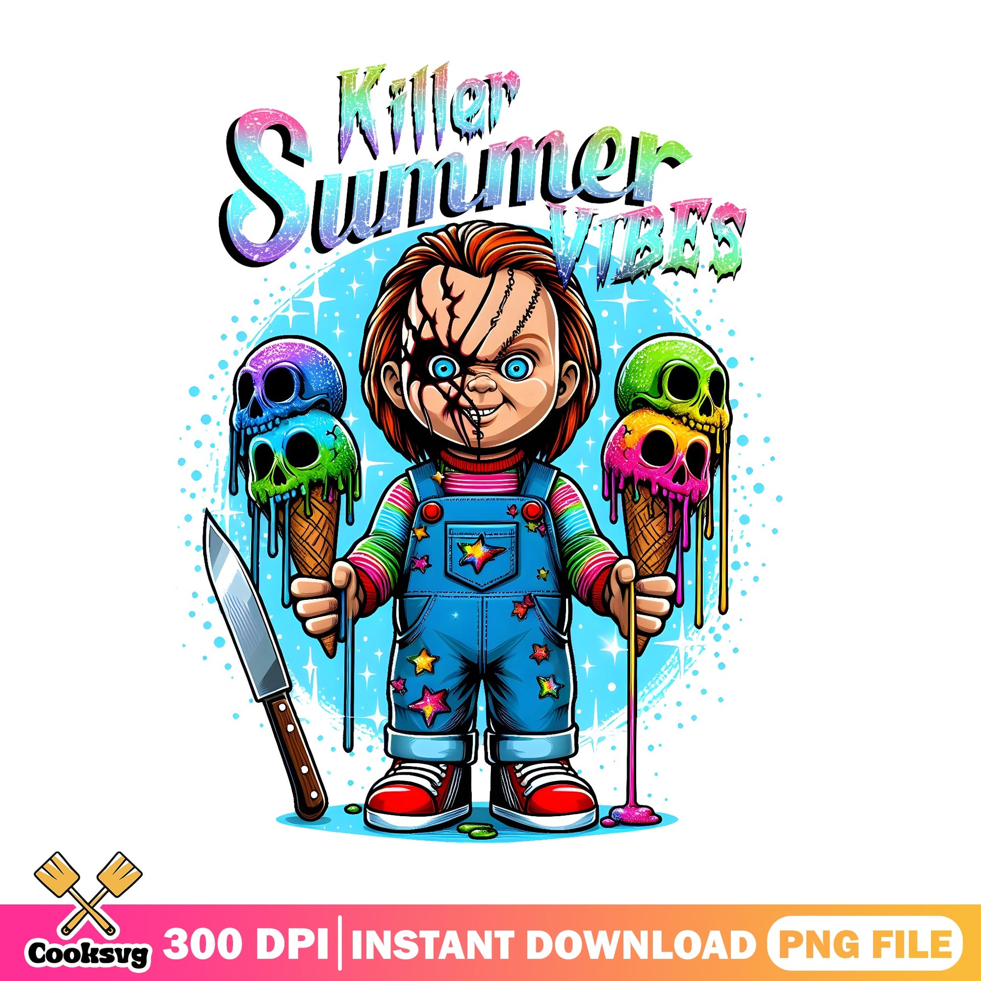Chucky Killer Summer Vibes PNG, Horror Summer PNG, Chucky PNG