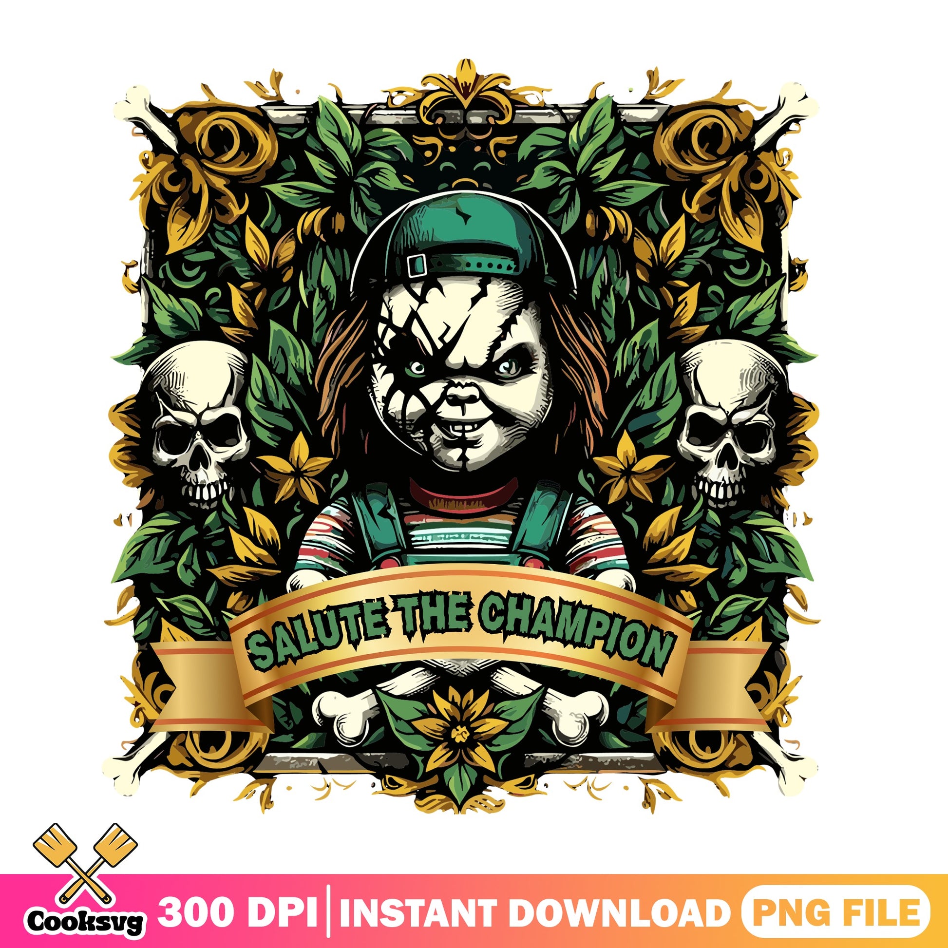 Chucky Salute The Champion PNG, Horror Movie PNG, Halloween PNG