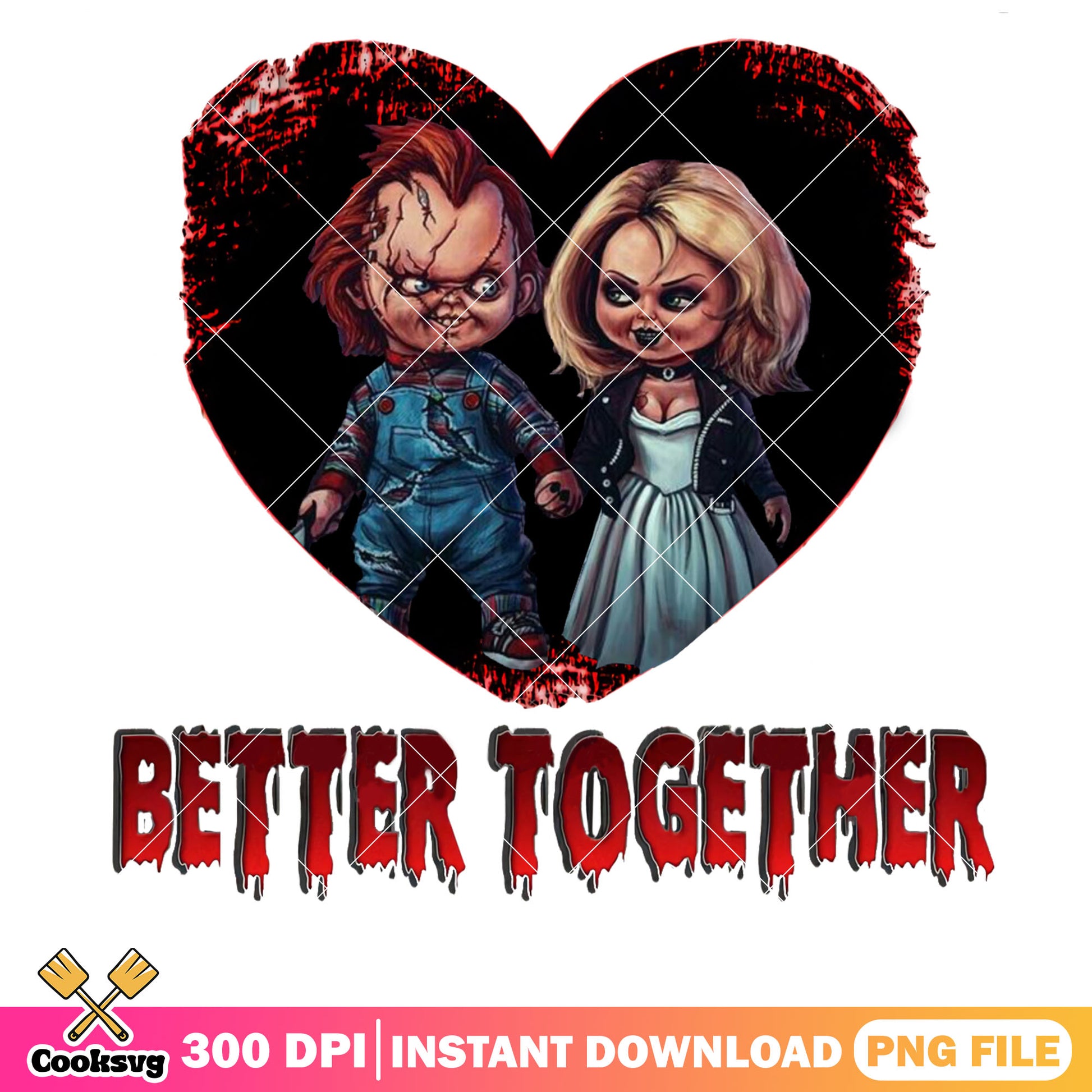 Chucky and girlfriends better together png, chucky valentine png