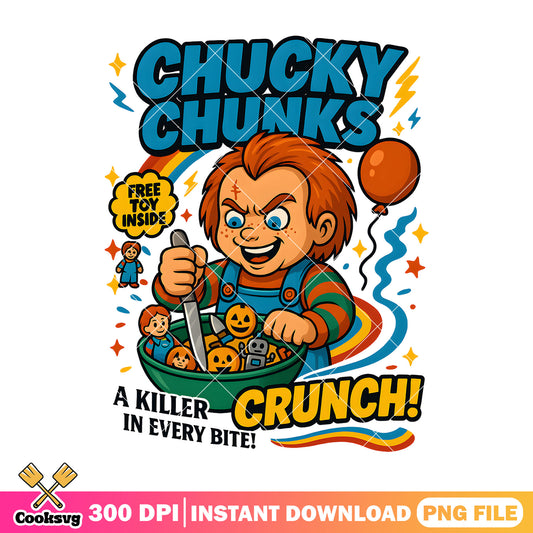 Chucky chunks crunch png, chucky halloween png, horror movies png