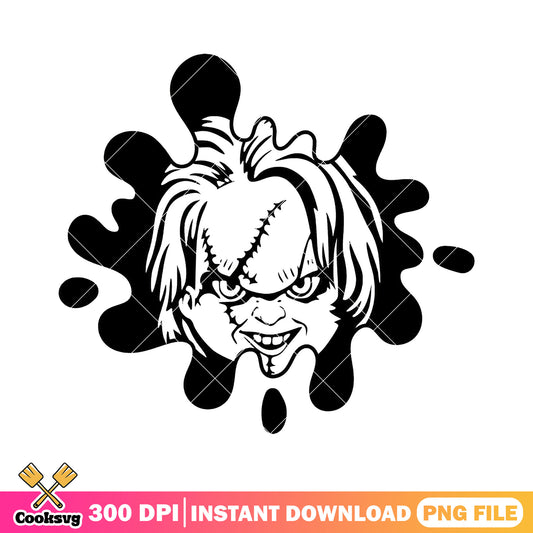 Chucky drawing black ink design png, best horror movies on netflix​ png