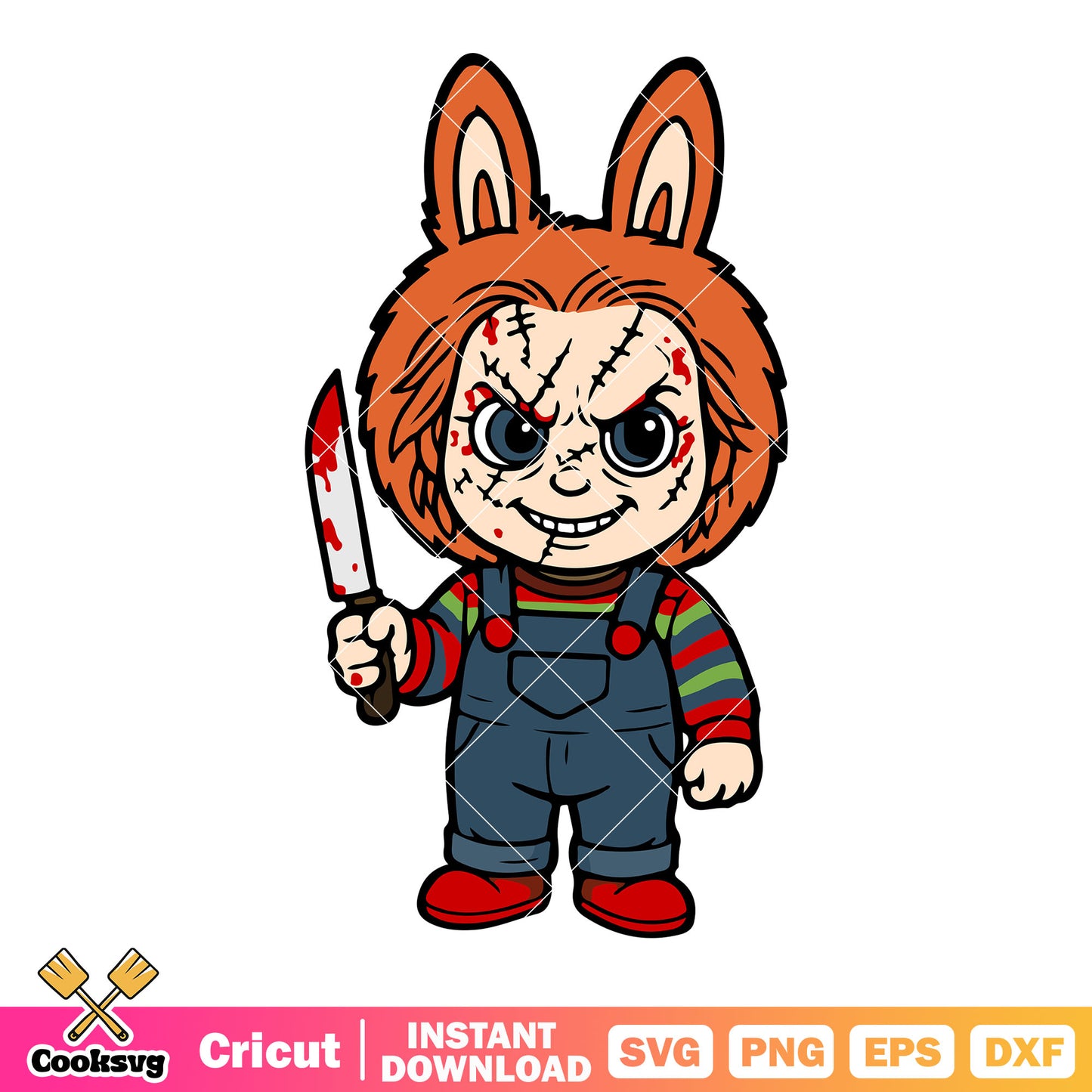 Chucky labubu costume svg, labubu halloween​ svg, labubu chucky svg