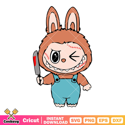 Chucky labubu laugh svg, labubu horror​ svg, labubu chucky svg