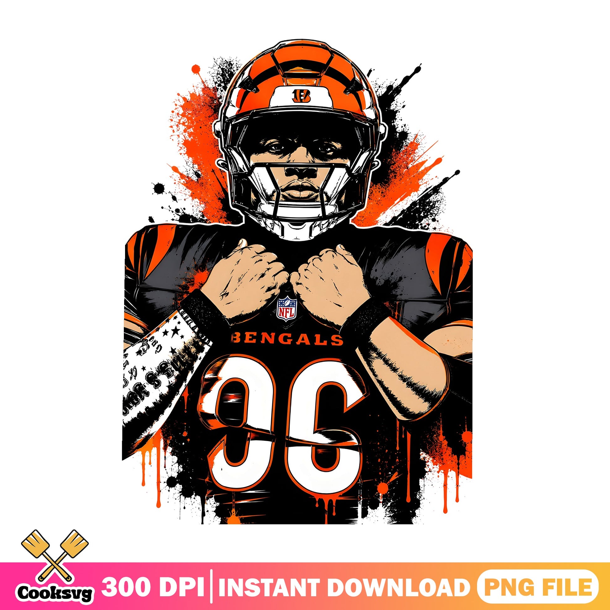 Cincinnati Bengals Player Number 96 PNG, NFL Football PNG, Bengals PNG