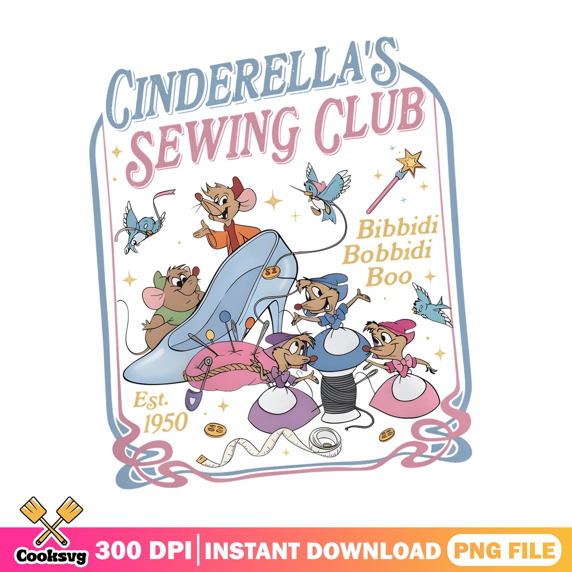 Cinderella Sewing Club Disney PNG, Cinderella Mice PNG, Disney Princess PNG