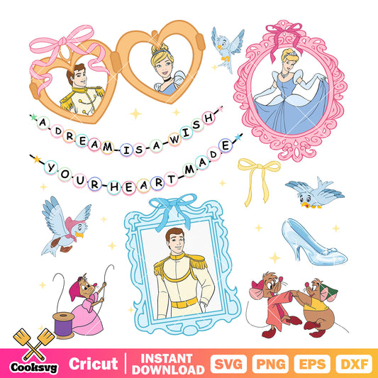 Cinderella and prince love disney mirror png, Cinderella and prince png
