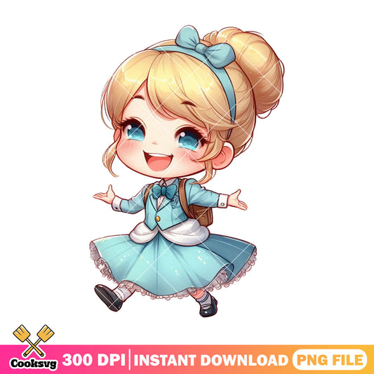 Cinderella cute png, disney cartoon png,​​ back to school clothes png