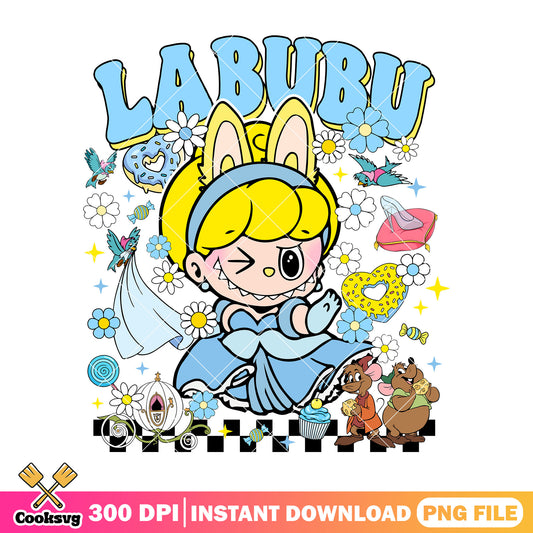 Cinderella labubu princess png, labubu disney png, art labubu png