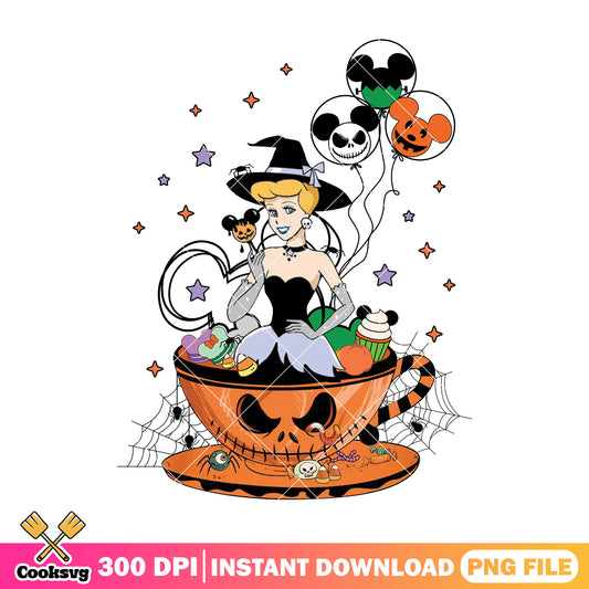 Cinderella pumpkin queen png, disney halloween png, horror princess png
