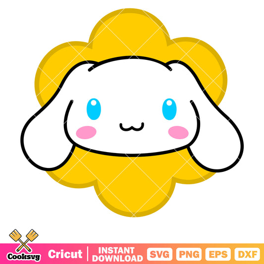 Cinnamoroll face flower svg, cinnamoroll sanrio svg, sanrio svg