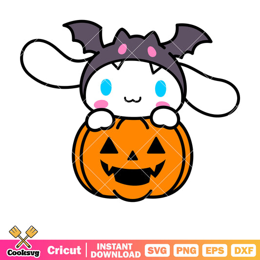 Cinnamoroll pumpkin design svg, halloween cinnamoroll​ svg
