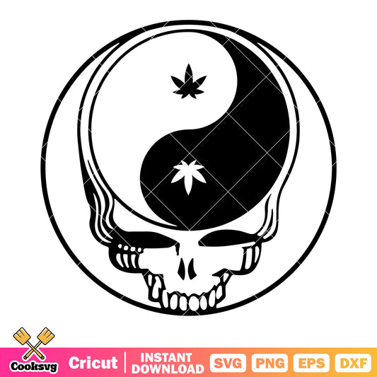 Circle around Jin jang svg, skull skeleton svg, canabis svg