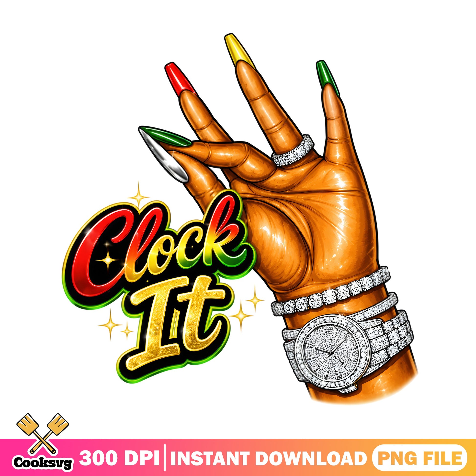 Clock It Juneteenth PNG, Black Woman Hand PNG, Melanin PNG