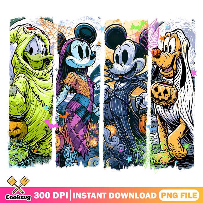 Disney halloween squad png, Mickey Minnie Pluto png, spooky disney png