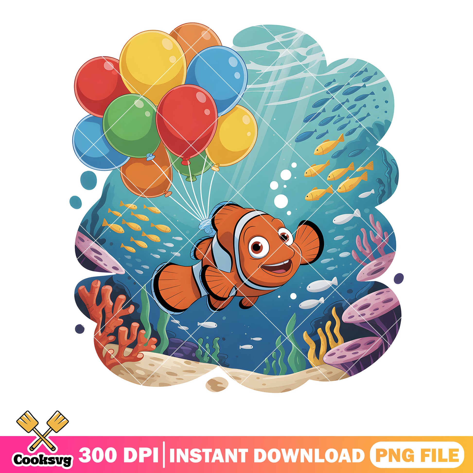 Clownfish nemo balloon png, nemo fish png, finding nemo movie poster​ png