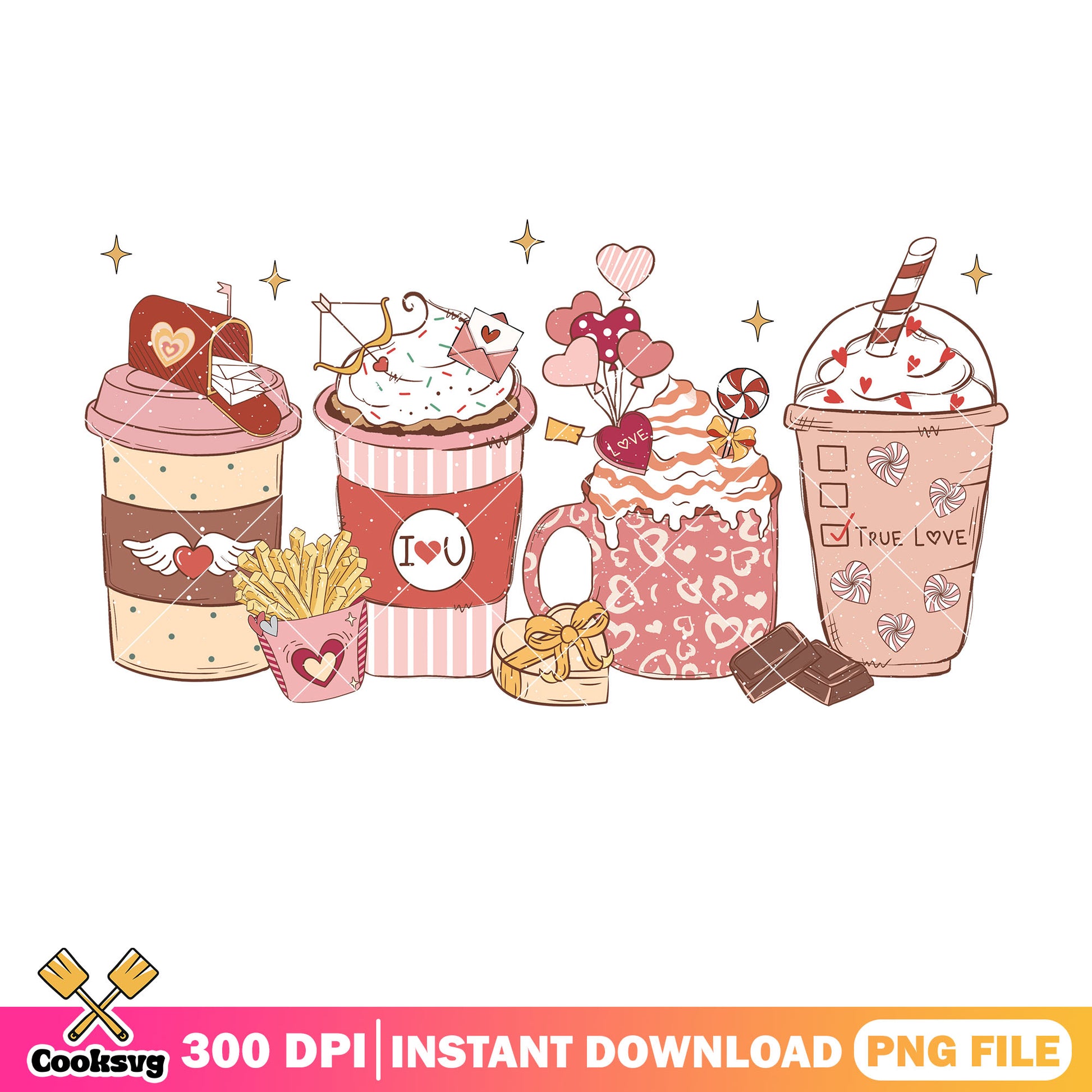 Coffee and snacks in valentine png, coffee valentine png