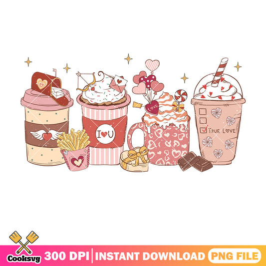 Coffee and snacks in valentine png, coffee valentine png