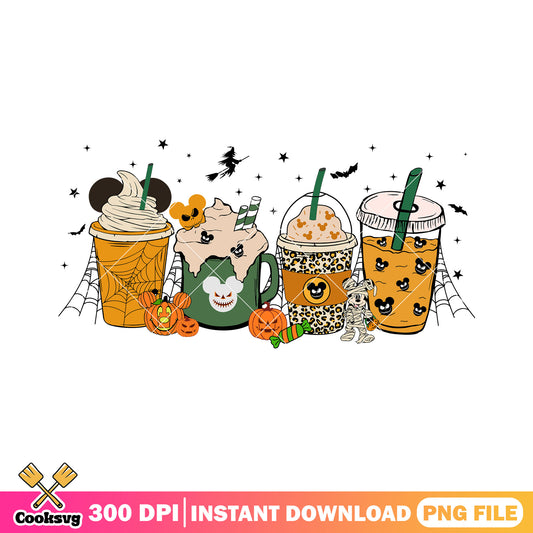 Coffee cup halloween vibes design png, halloween decor png